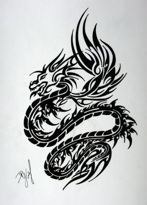 Tribal Black Dragon Tats 